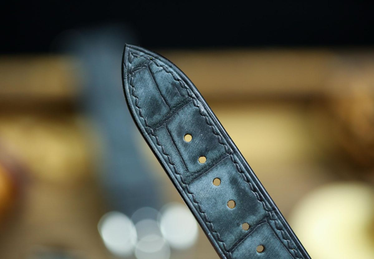 waxy black alligator leather watch strap – photo 6