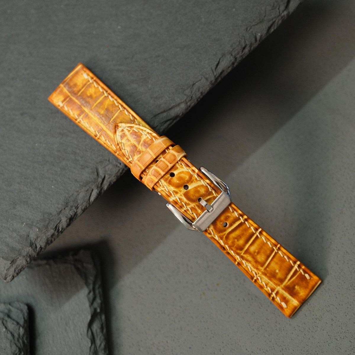 patina tan alligator leather watch strap – photo 4