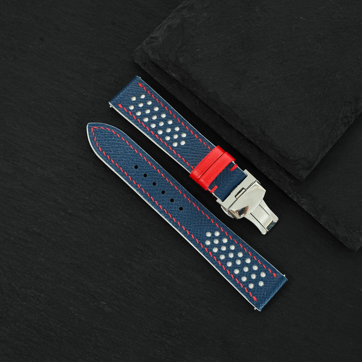 navy & red epsom leather watch strap – photo 5