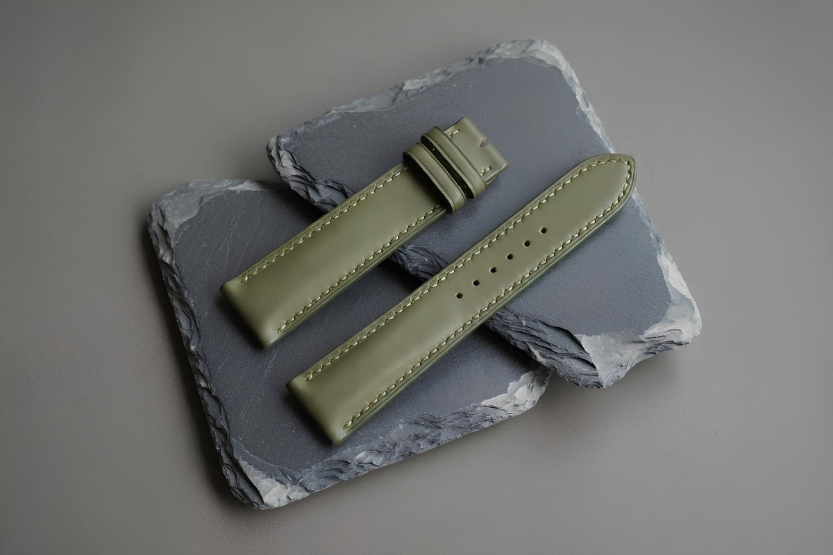 green waxed leather watch strap – photo 5