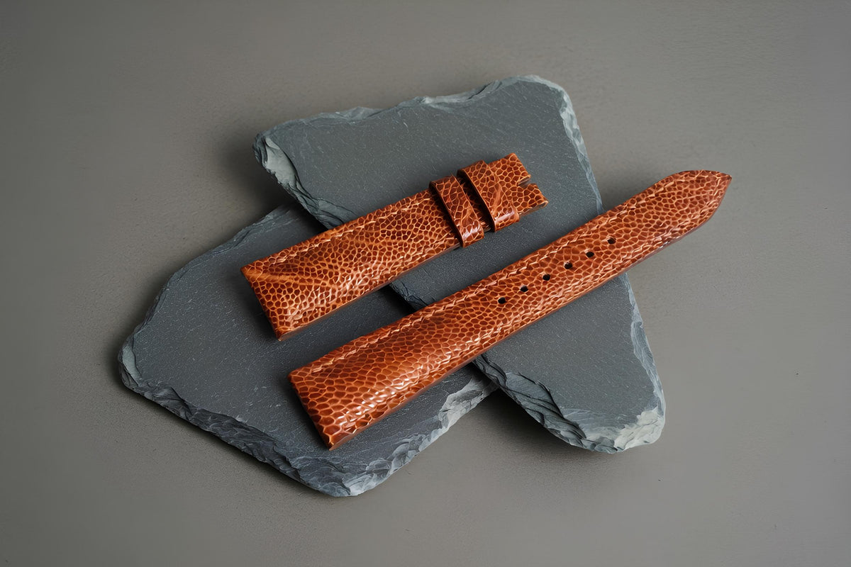 brown ostrich leg leather watch strap – photo 5