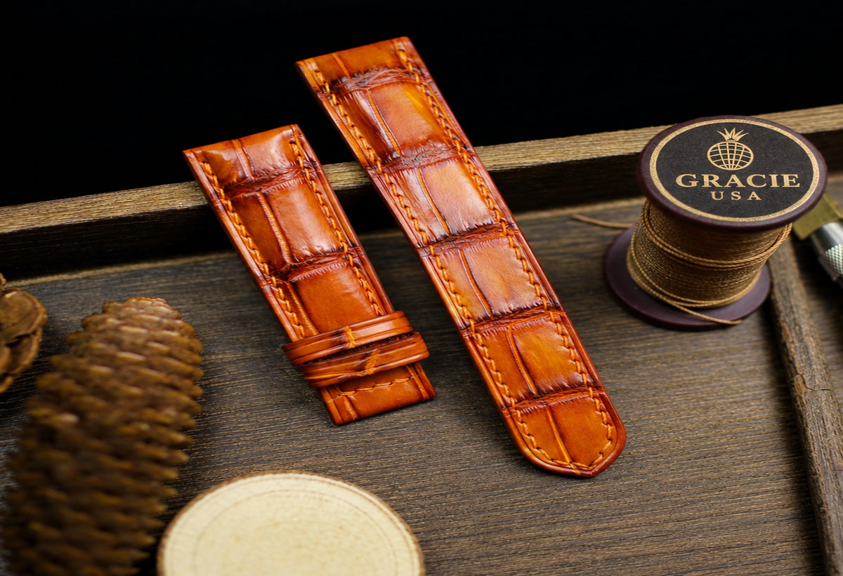 patina orange alligator leather watch strap – photo 7