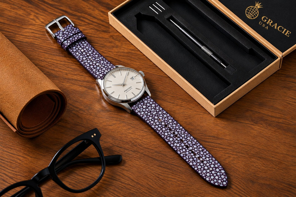 purple stingray leather watch strap – photo 7