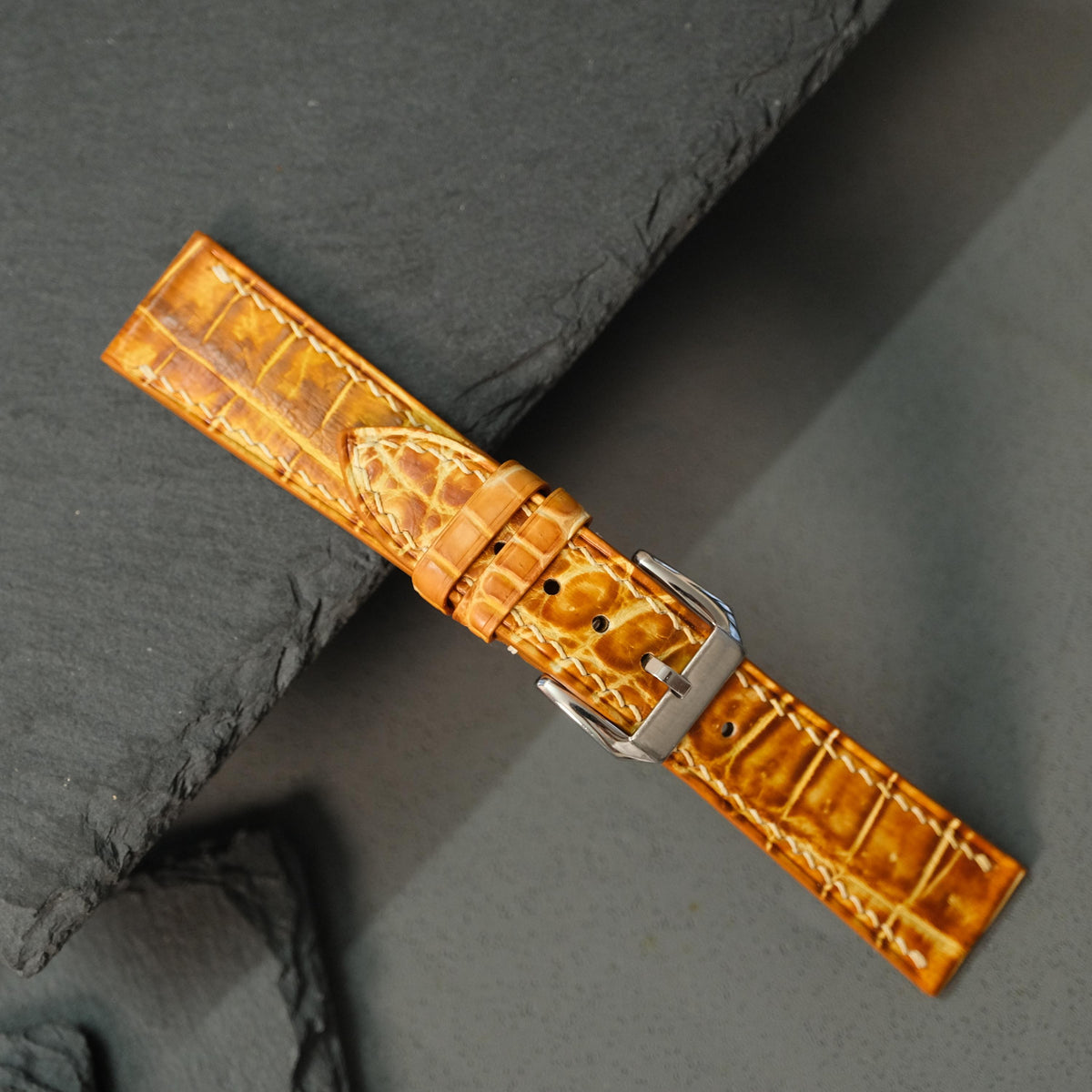 patina tan alligator leather watch strap – photo 5
