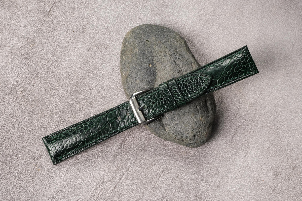 dark green ostrich leather watch strap – photo 6