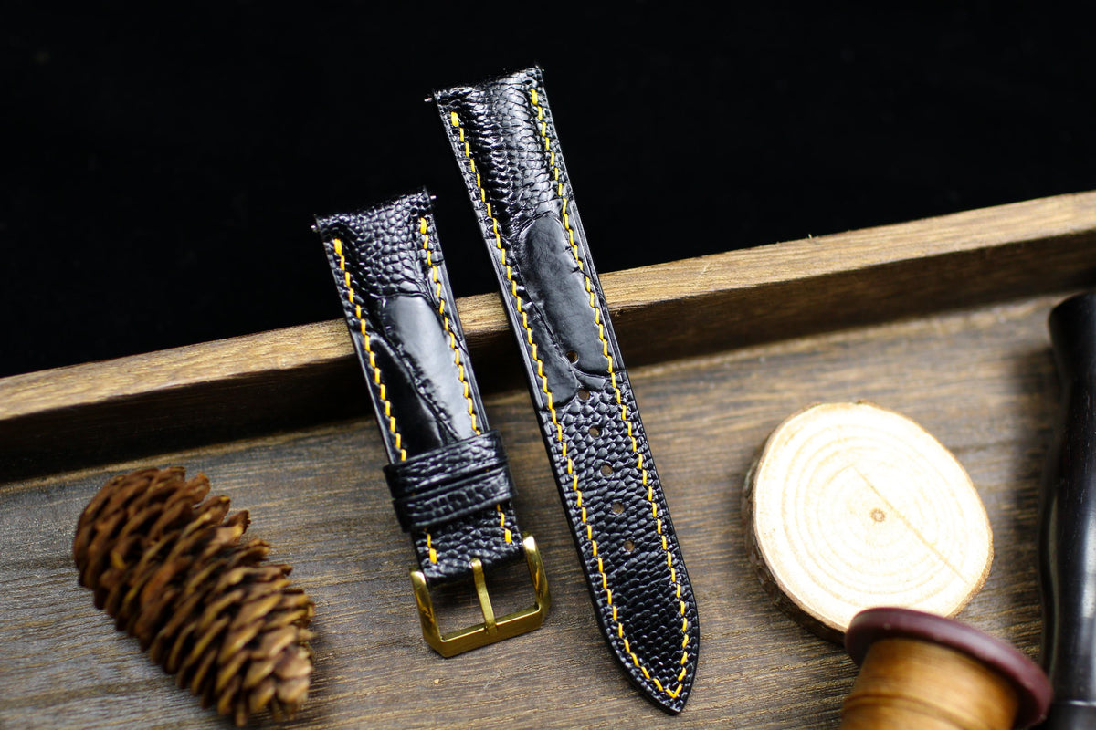 black ostrich leg leather watch strap – photo 7