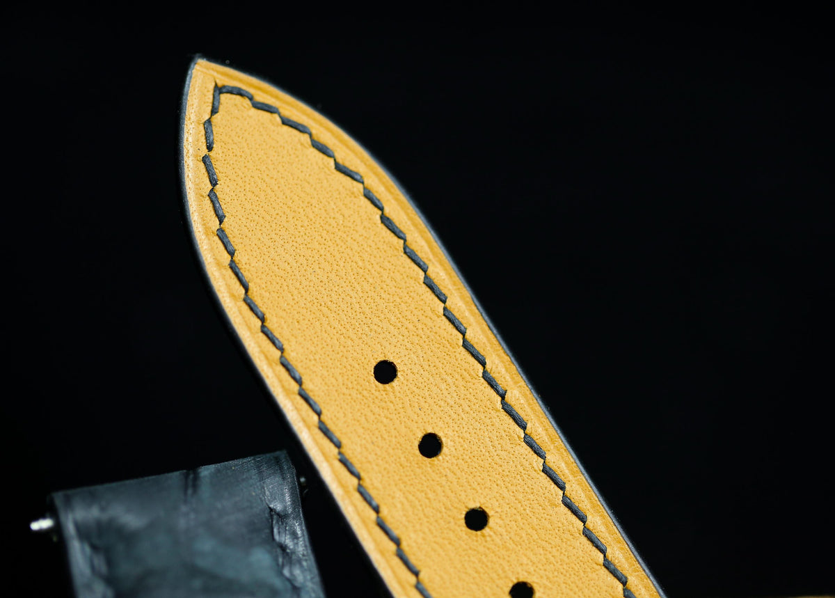 waxy black alligator leather watch strap – photo 7