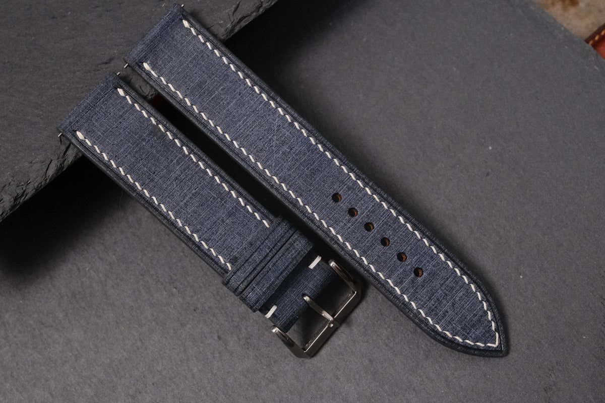 blue gray & black babele leather watch strap – photo 5