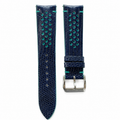 Navy and Turquoise Racing Holes Rally Lizard Leather Watch Strap