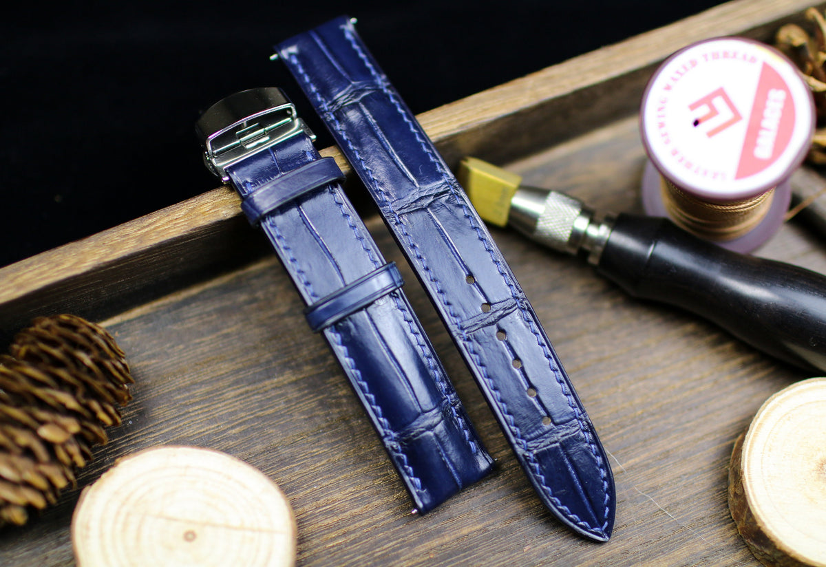 navy blue alligator leather watch strap – photo 8
