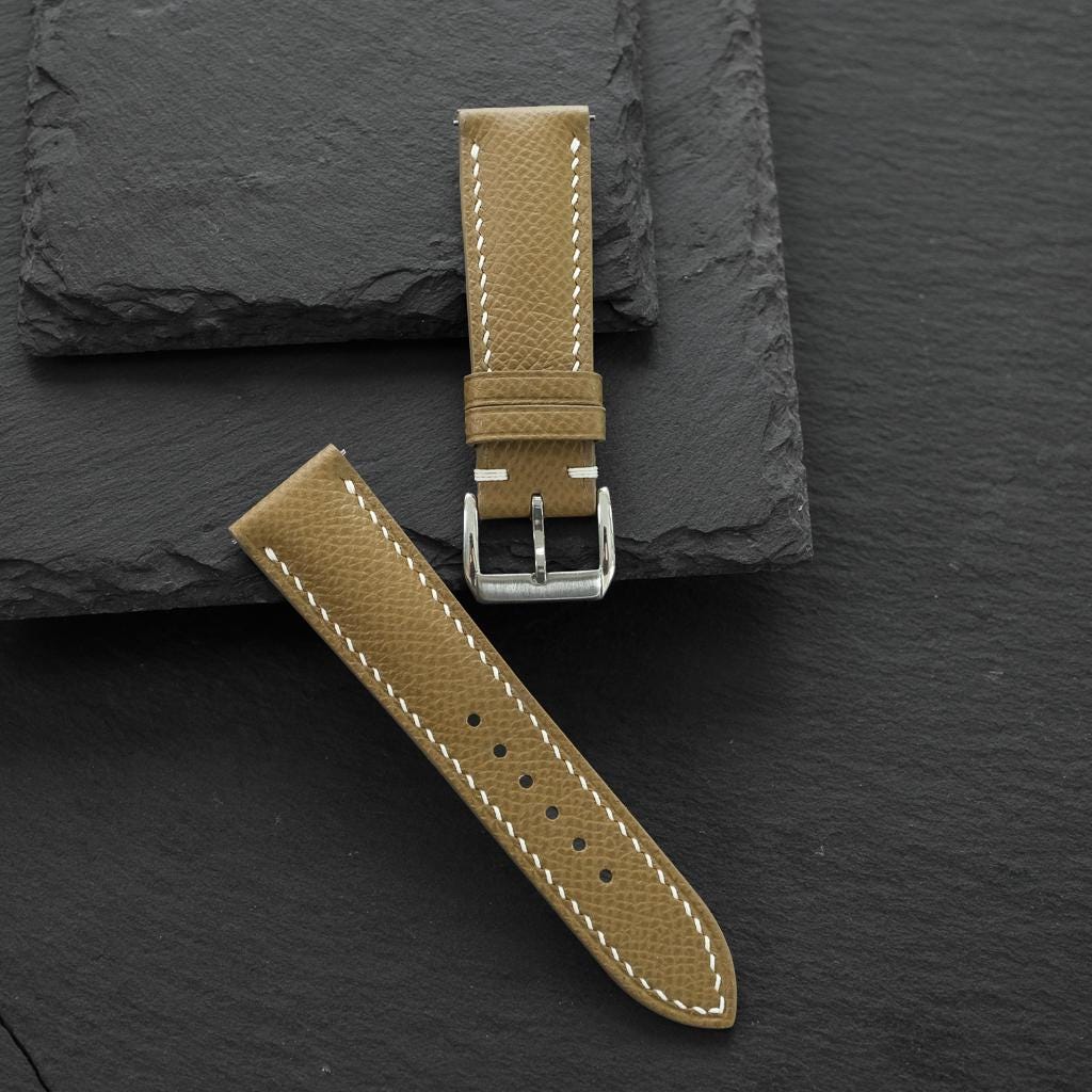 light taupe grey epsom leather watch strap – photo 7
