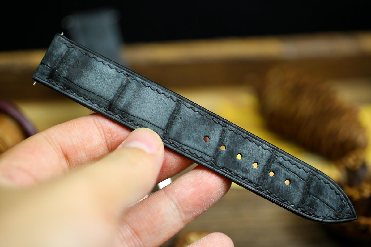 waxy black alligator leather watch strap – photo 8