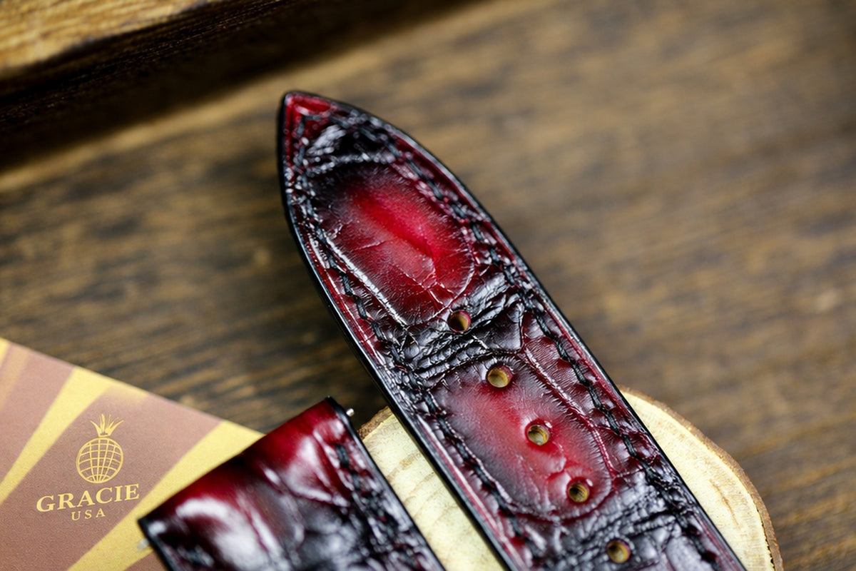 red & black alligator leather watch strap – photo 8