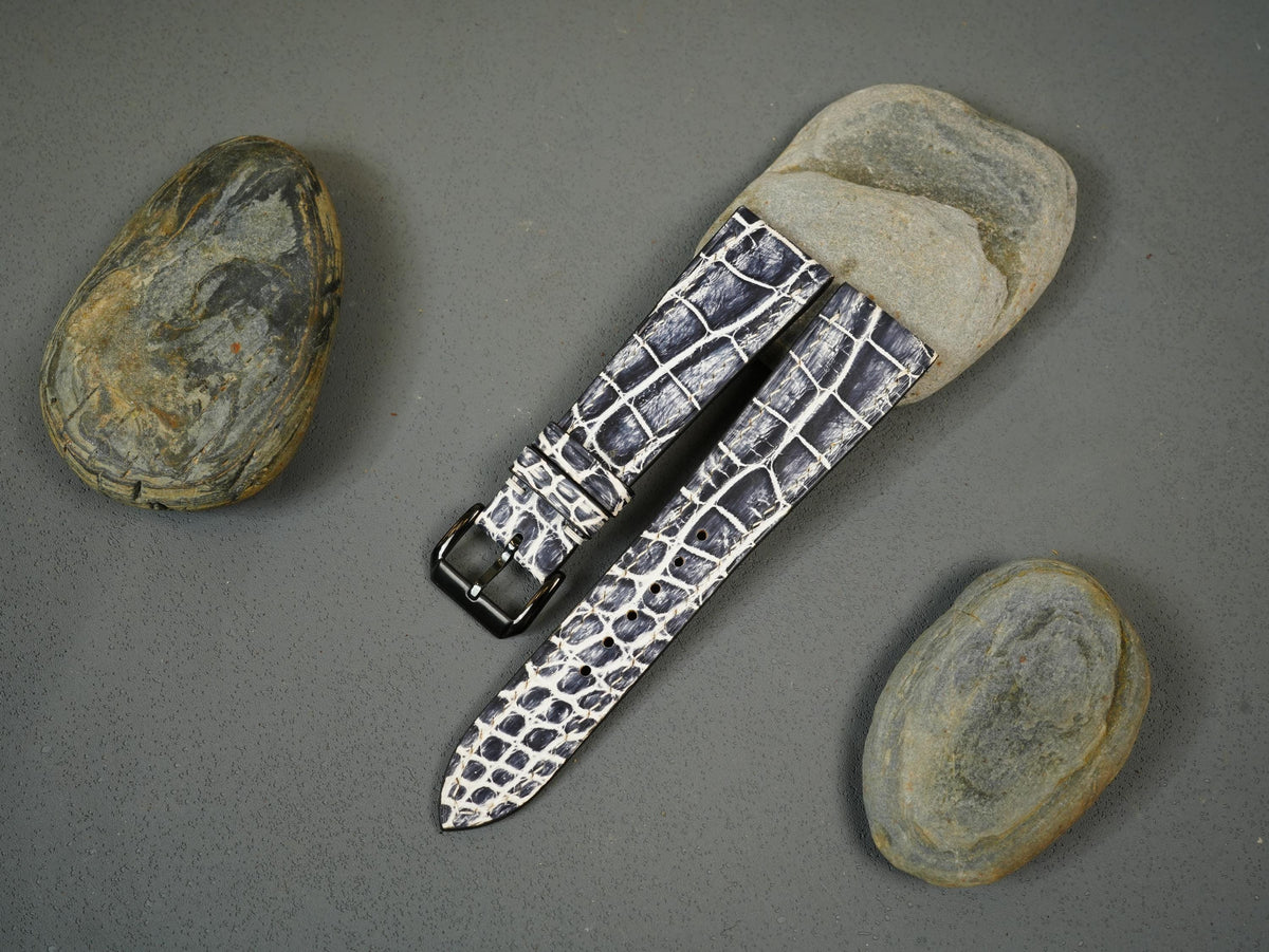 patina black & white alligator leather watch strap – photo 6