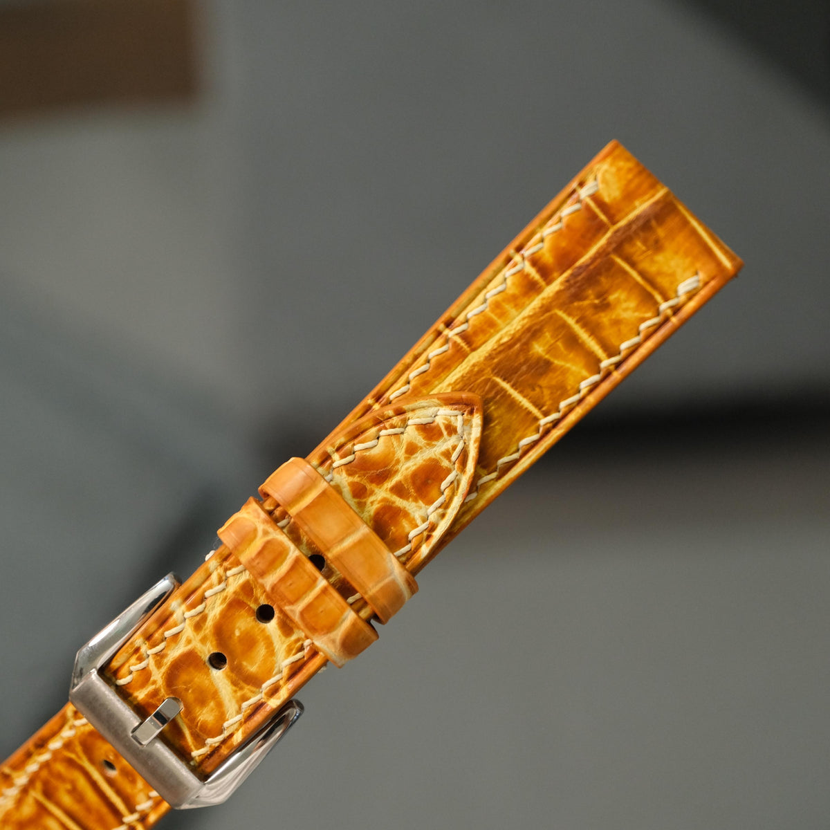 patina tan alligator leather watch strap – photo 6