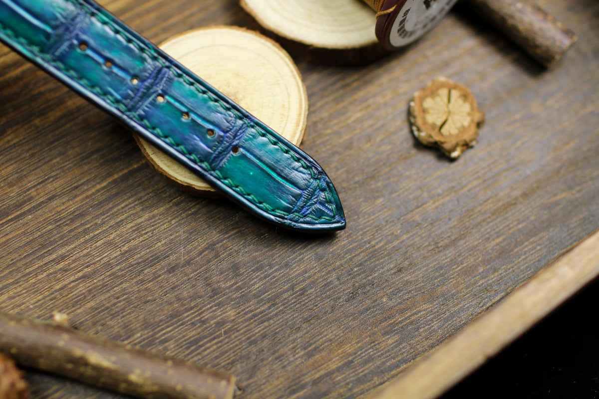 teal alligator leather watch strap – photo 8