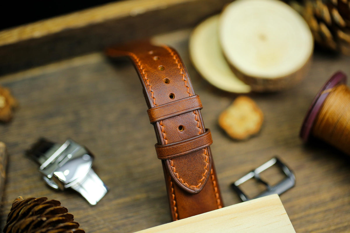 waxy brown vachetta leather watch strap – photo 8