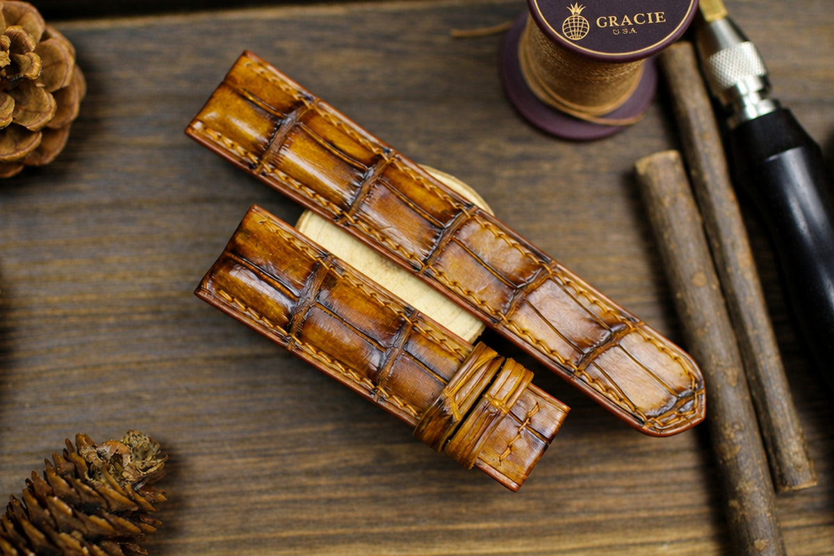 patina brown alligator leather watch strap – photo 8