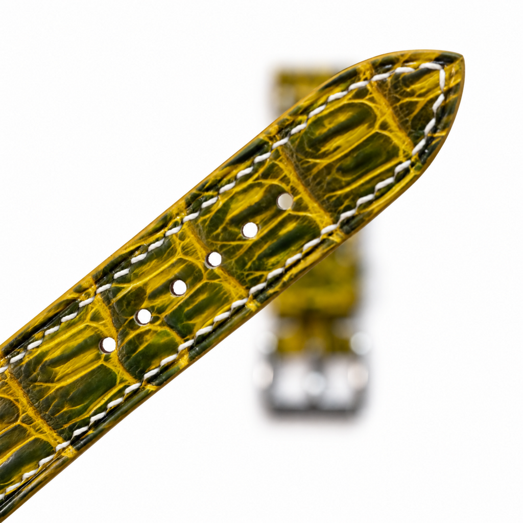 Lemon Yellow Patina Alligator Leather Watch Strap