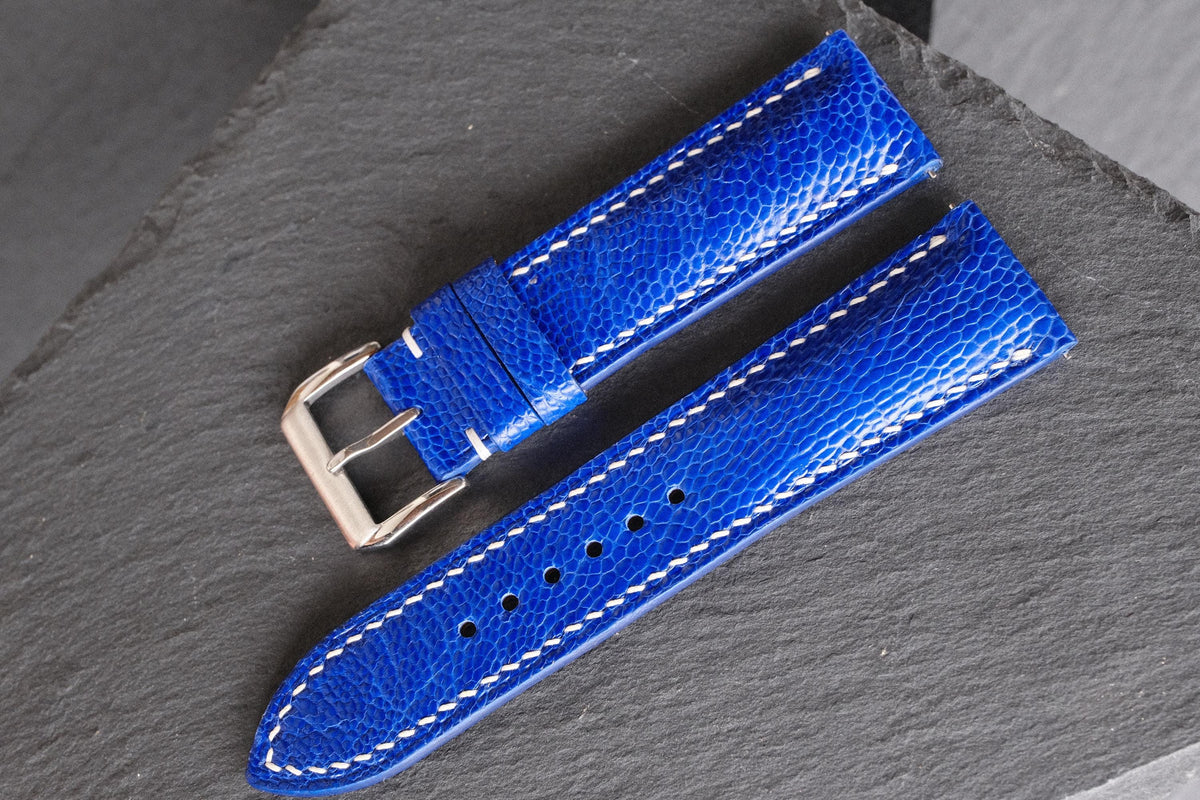 blue ostrich leather watch strap – photo 7