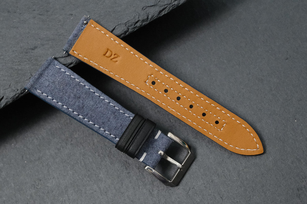 blue gray canvas leather watch strap – photo 7