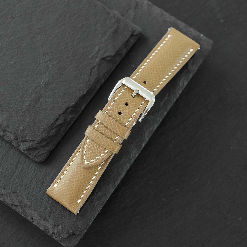 light taupe grey epsom leather watch strap – photo 8