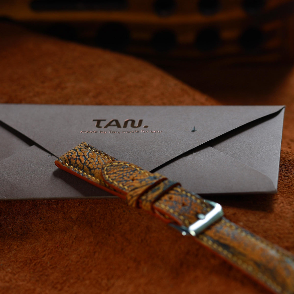 brown ostrich leg leather watch strap – photo 7