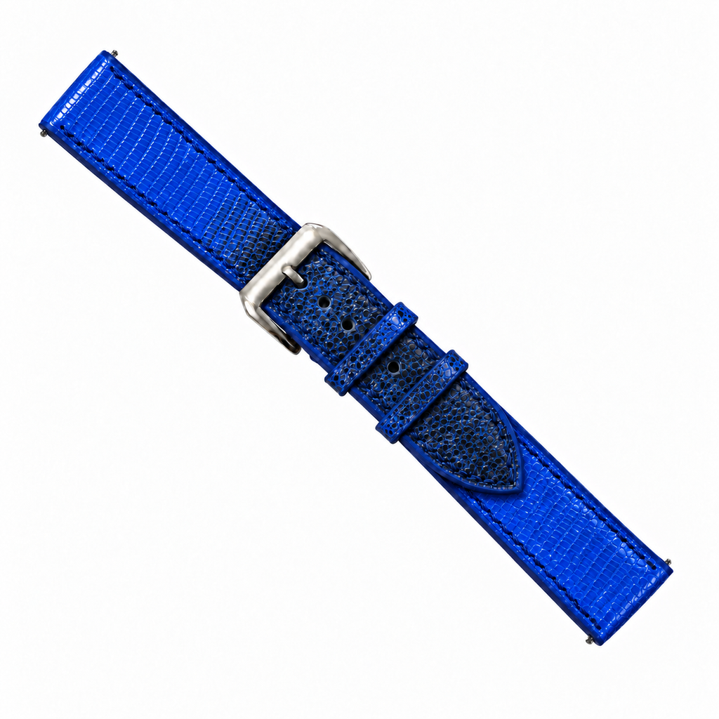 Blue Black Lizard Leather Watch Strap