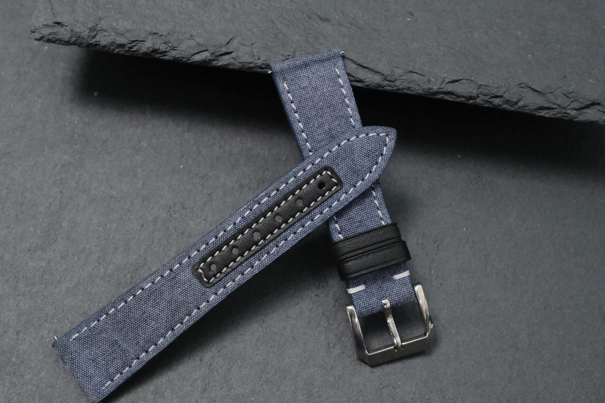 blue gray canvas leather watch strap – photo 8