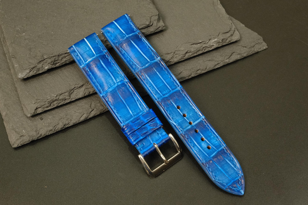 patina blue alligator leather watch strap – photo 8