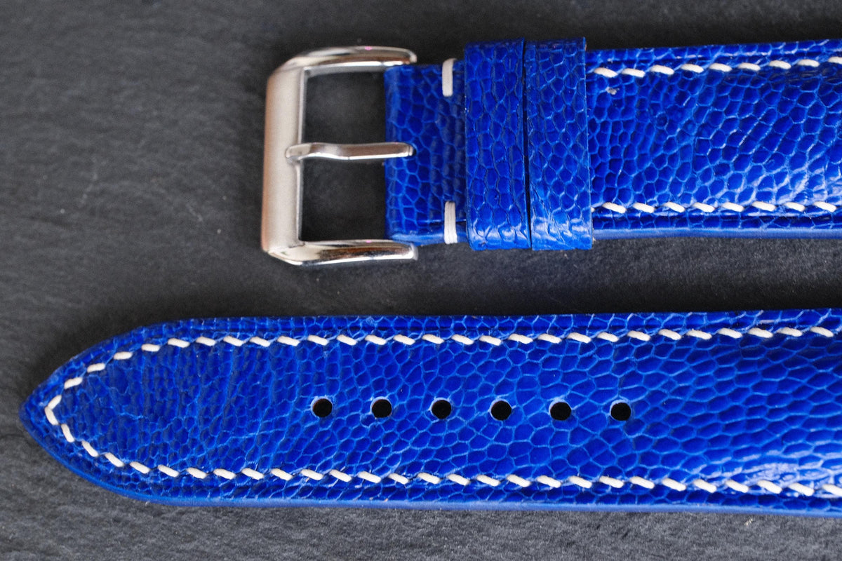 blue ostrich leather watch strap – photo 8
