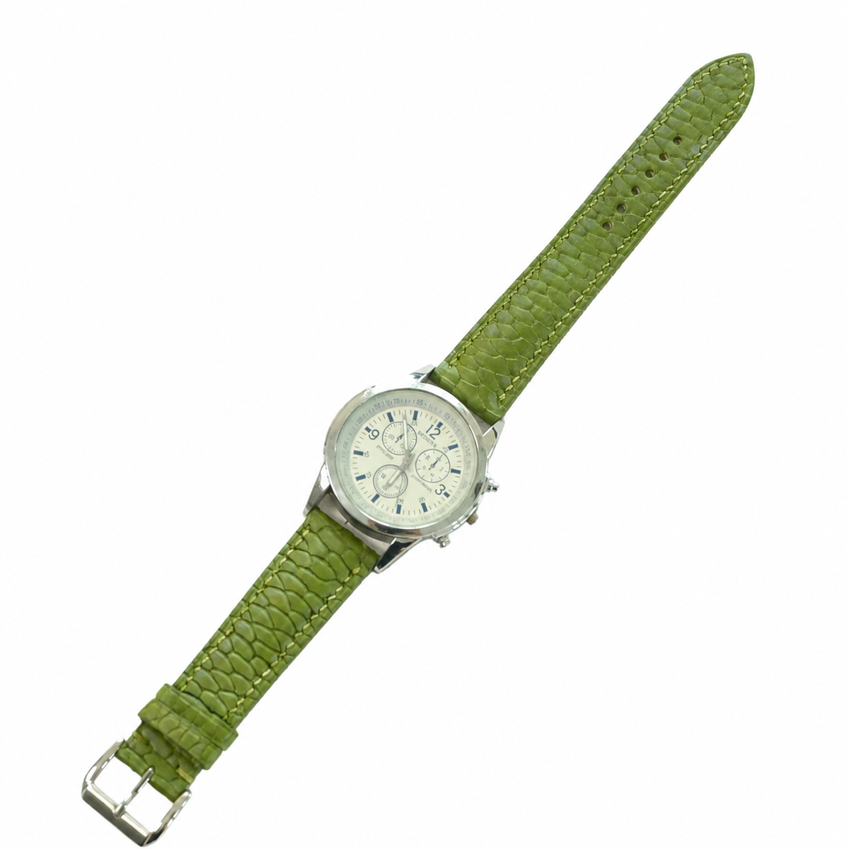 Olive Green Beaver Tail Leather Watch Strap