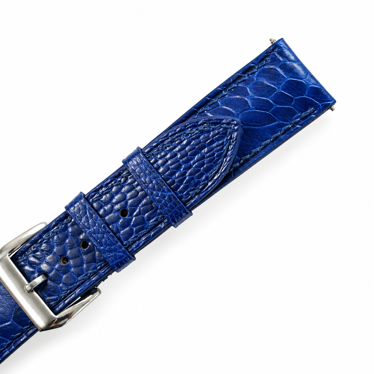 Blue Ostrich Leg Leather Watch Strap