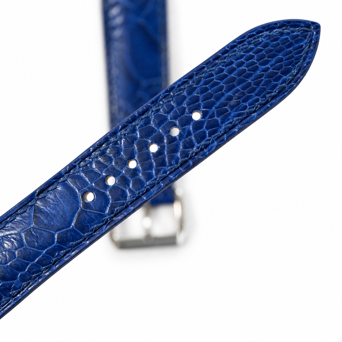 Blue Ostrich Leg Leather Watch Strap