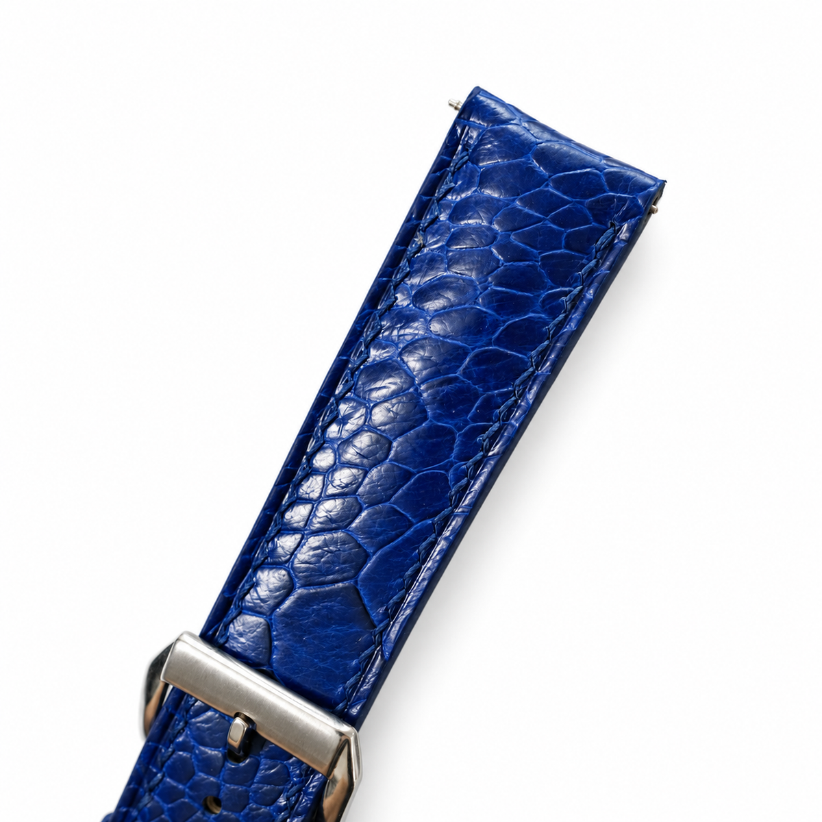 Blue Ostrich Leg Leather Watch Strap