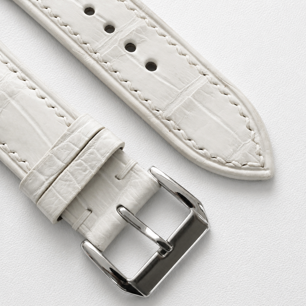 Ivory White Alligator Leather Watch Strap