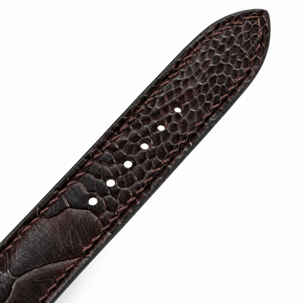 Nicotine Brown Ostrich Leg Leather Watch Strap