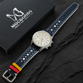 Navy and White Racing Large Holes Rally Togo Leather Watch Strap