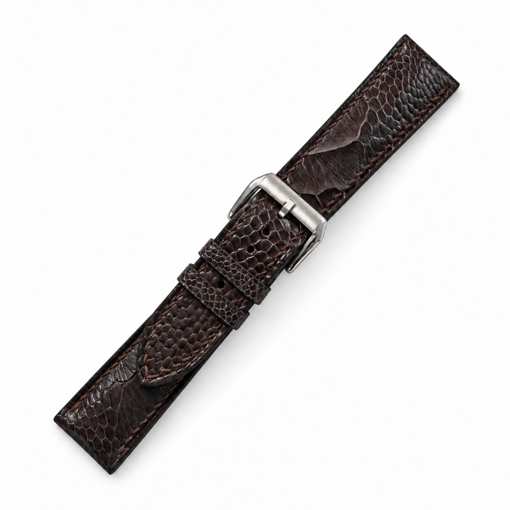 Nicotine Brown Ostrich Leg Leather Watch Strap