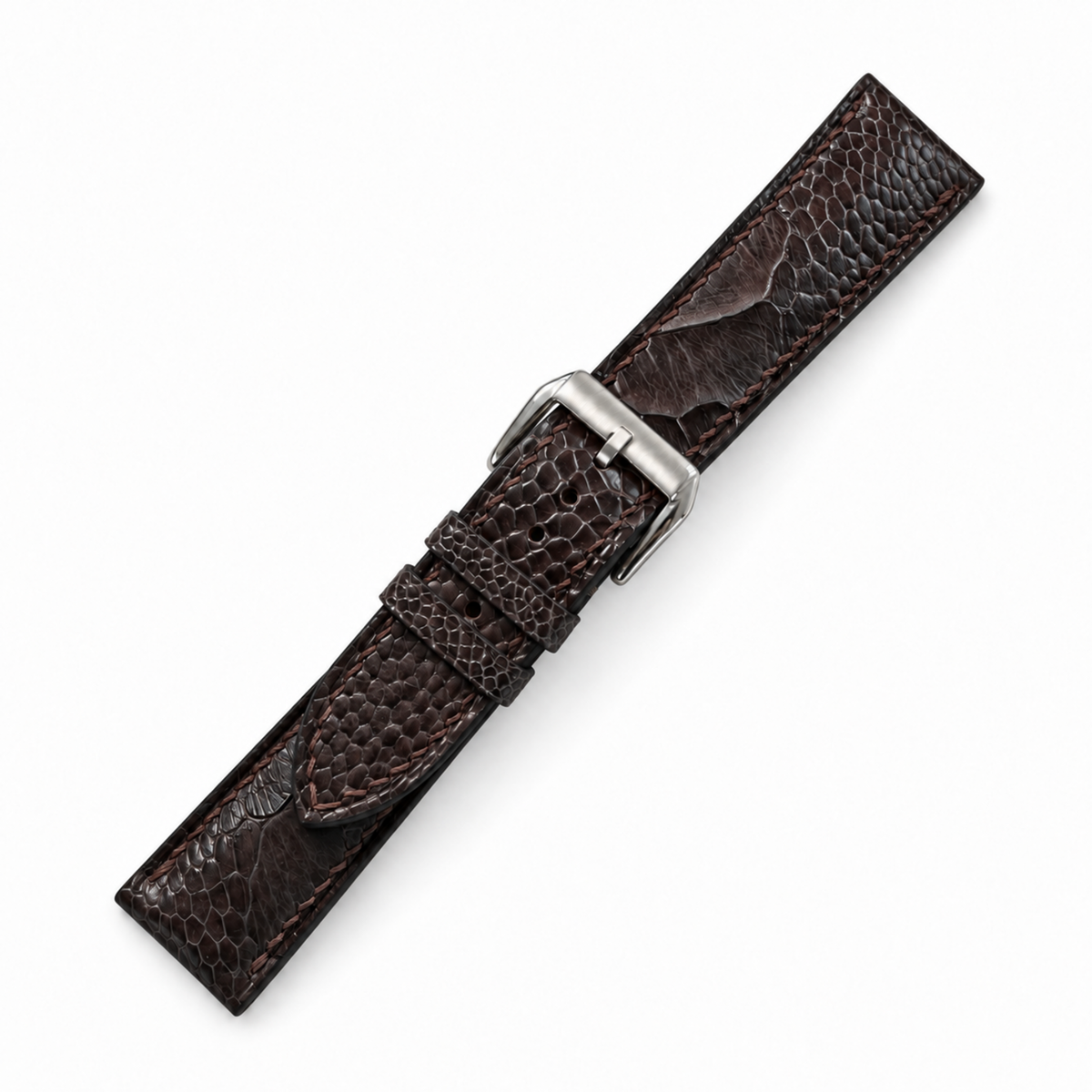 Nicotine Brown Ostrich Leg Leather Watch Strap