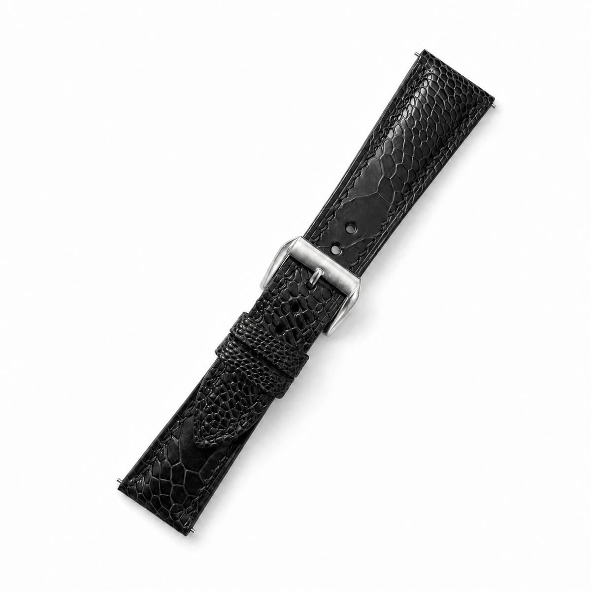 Black Ostrich Leg Leather Watch Strap