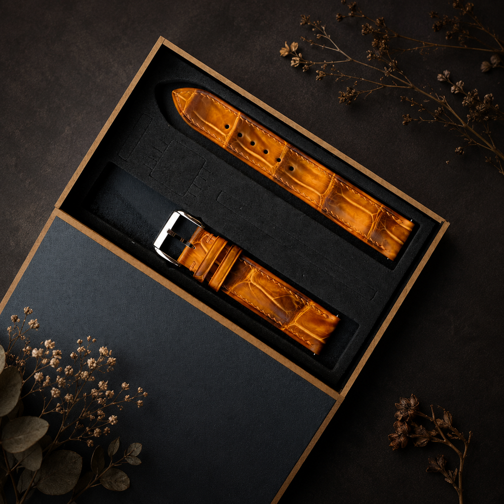 Patina Honey Amber Alligator Leather Watch Strap