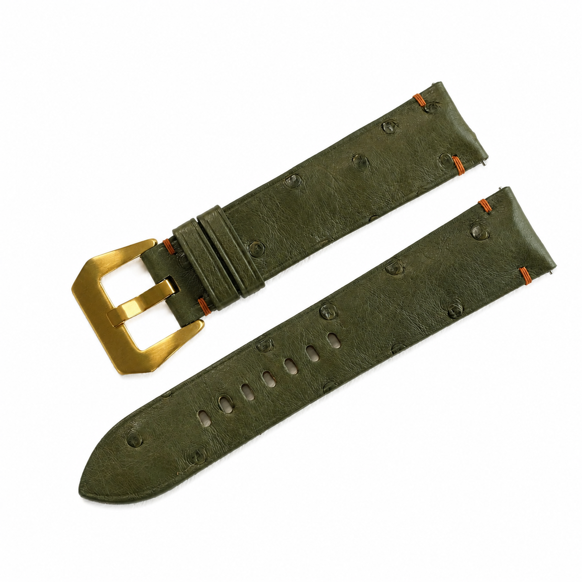 Dark Olive Green Ostrich Leather Watch Strap