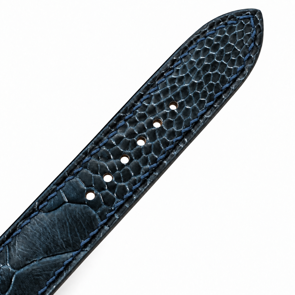 Dark Navy Ostrich Leg Leather Watch Strap