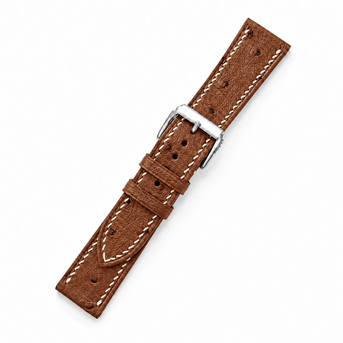 Cognac Brown Ostrich Leather Watch Strap