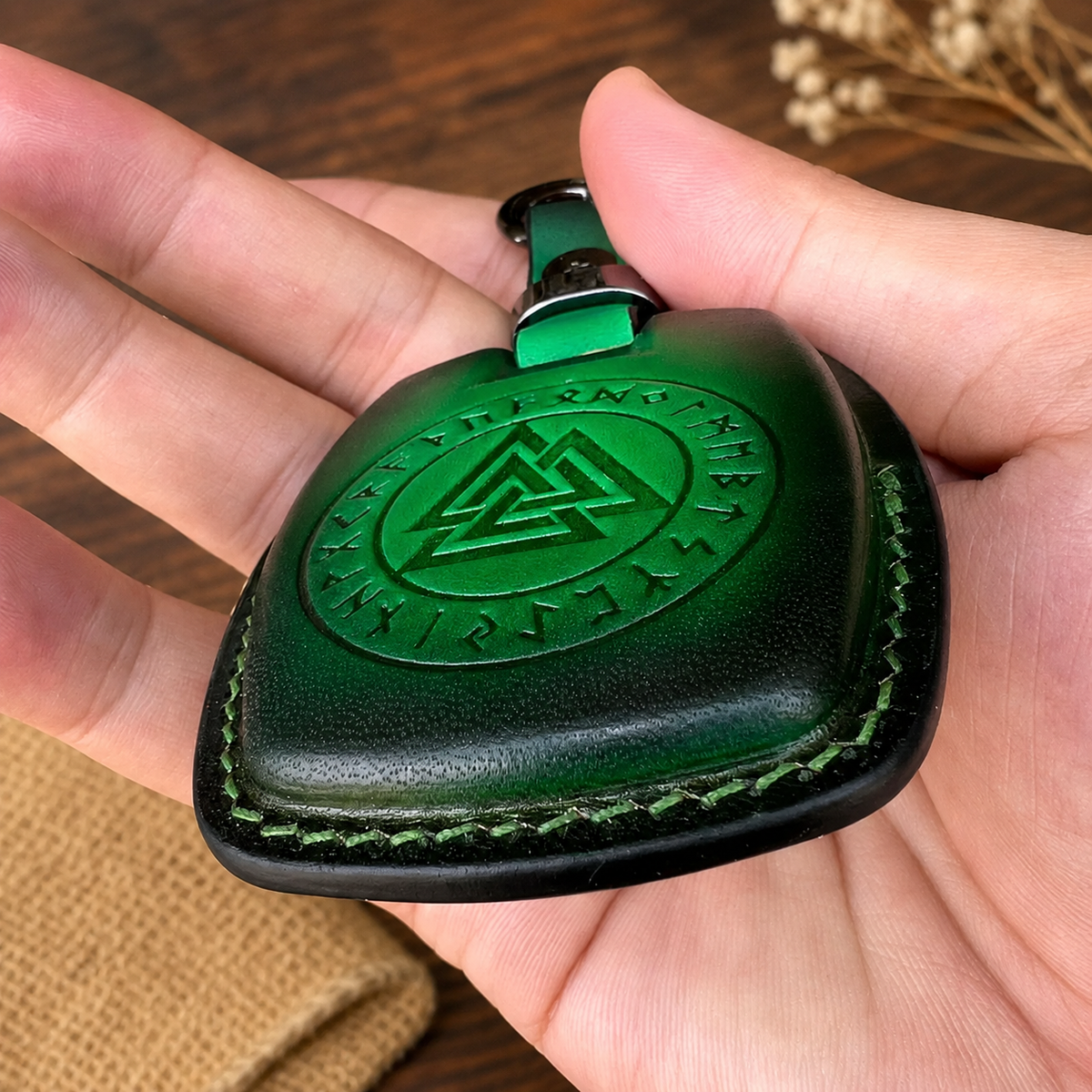 Custom Leather Key Fob Cover Compatible with Harley-Davidson Fat Boy