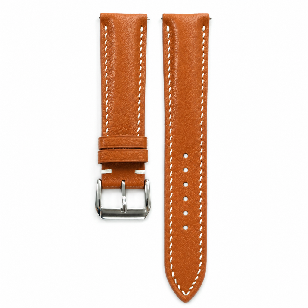 Padded Cognac Brown Swift Leather Watch Strap