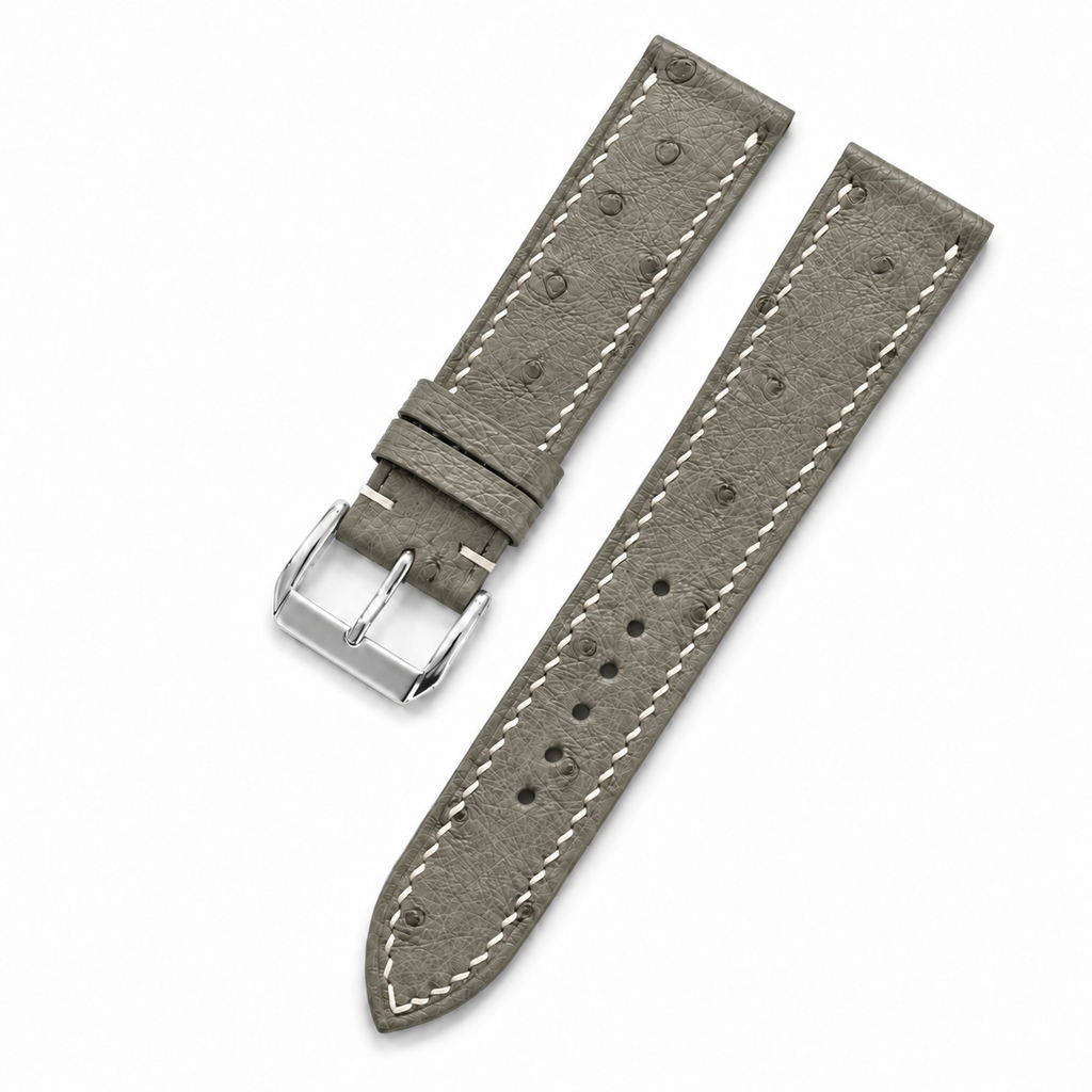 Taupe Ostrich Leather Watch Strap