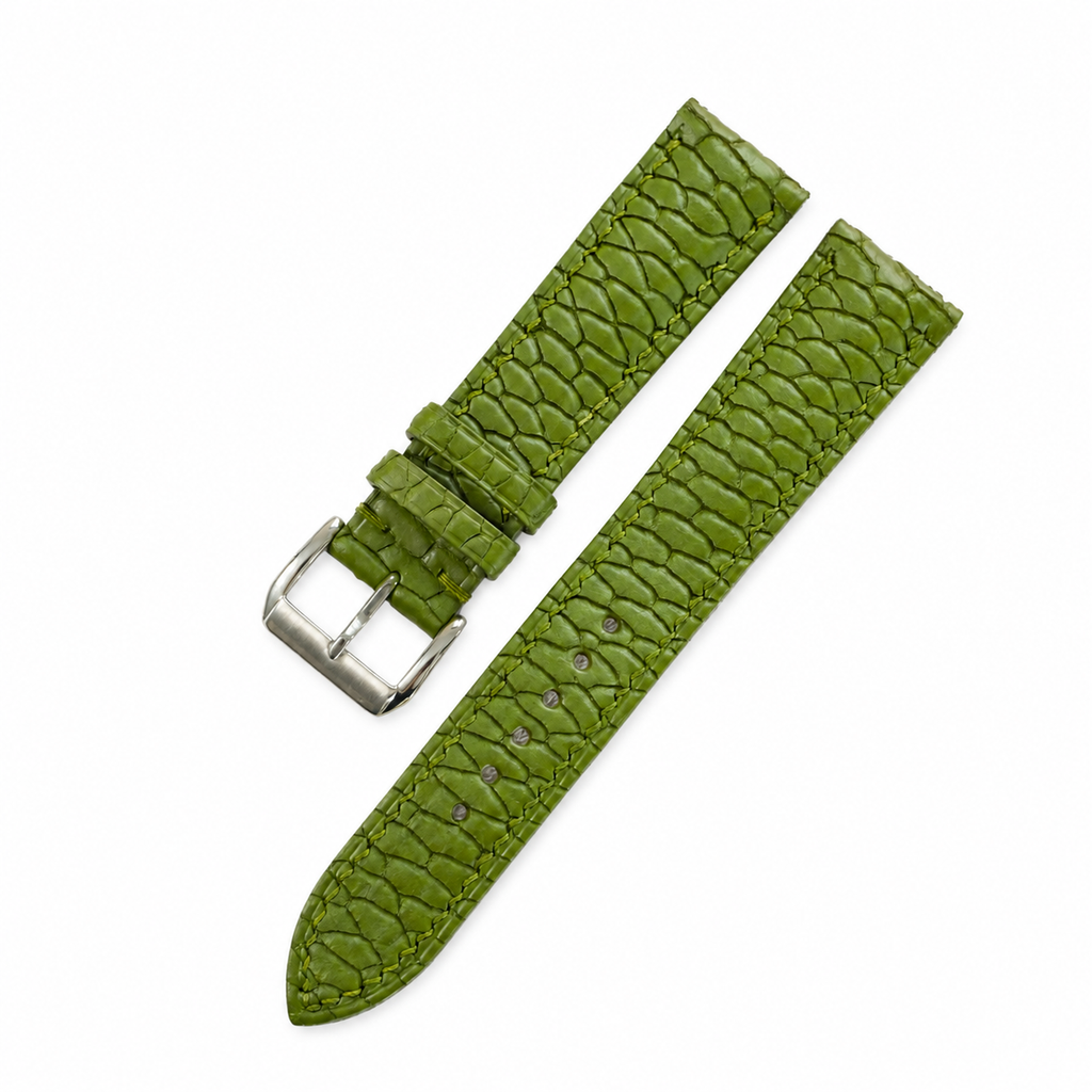 Olive Green Beaver Tail Leather Watch Strap