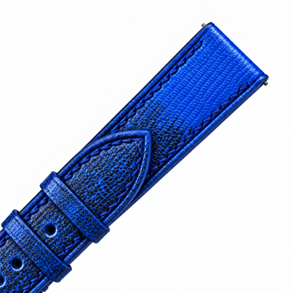 Blue Black Lizard Leather Watch Strap